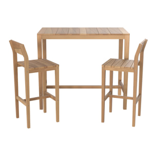 Table et chaises de bar extérieur 4 personnes en teck massif - Tunga
