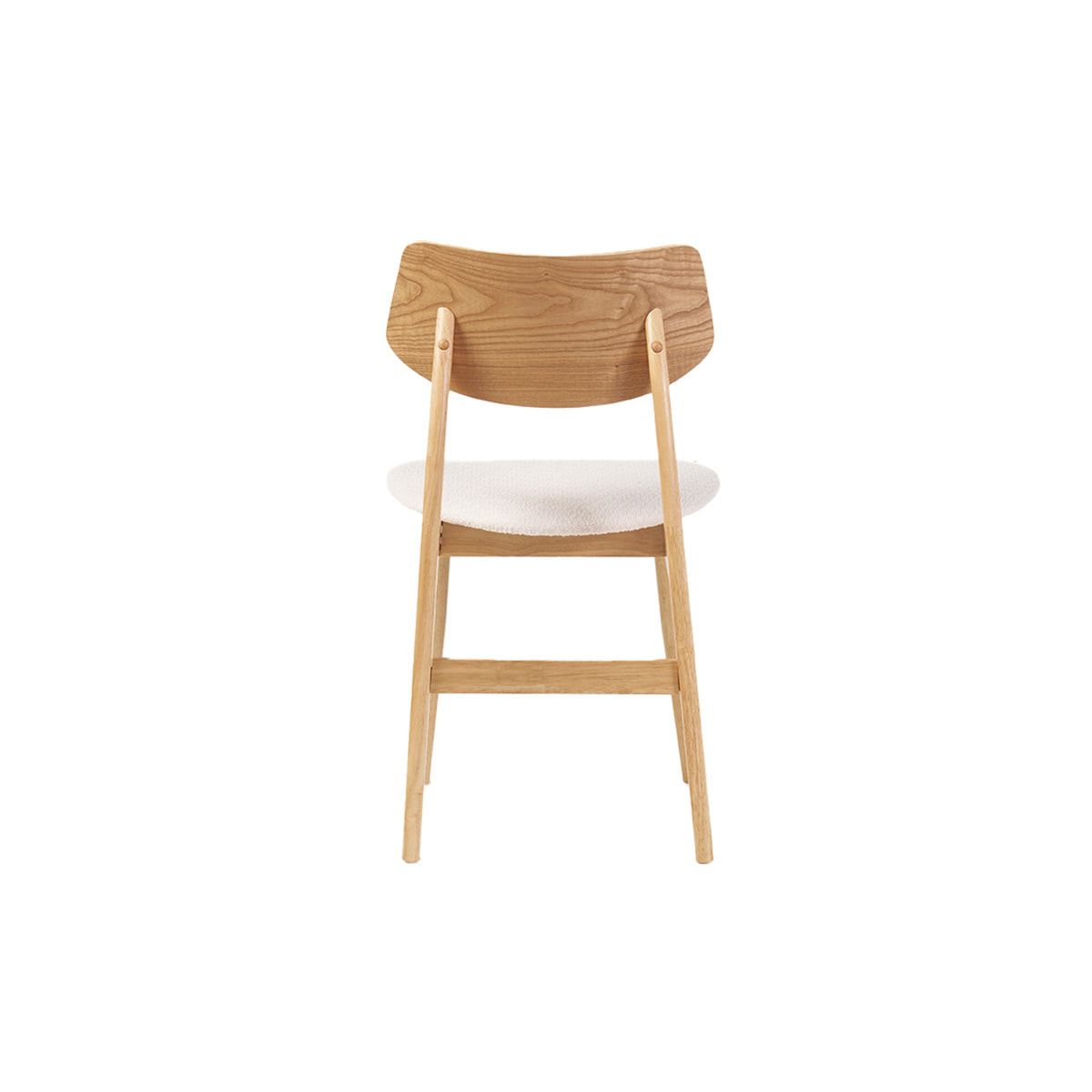 Chaises scandinaves en bois clair et tissu effet laine bouclée blanc (lot de 2) ELION