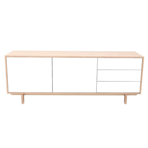 Buffet scandinave bois et blanc 2 portes 3 tiroirs L195cm SID