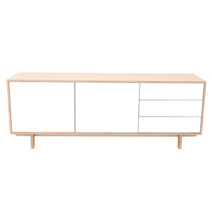 Buffet scandinave bois et blanc 2 portes 3 tiroirs L195cm SID