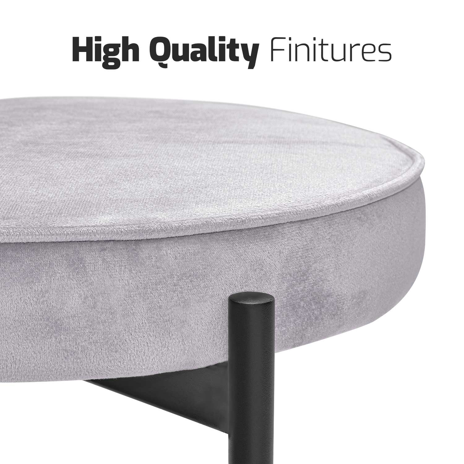 LIER - Coppia di 2 sgabelli alti di design in velluto grigio