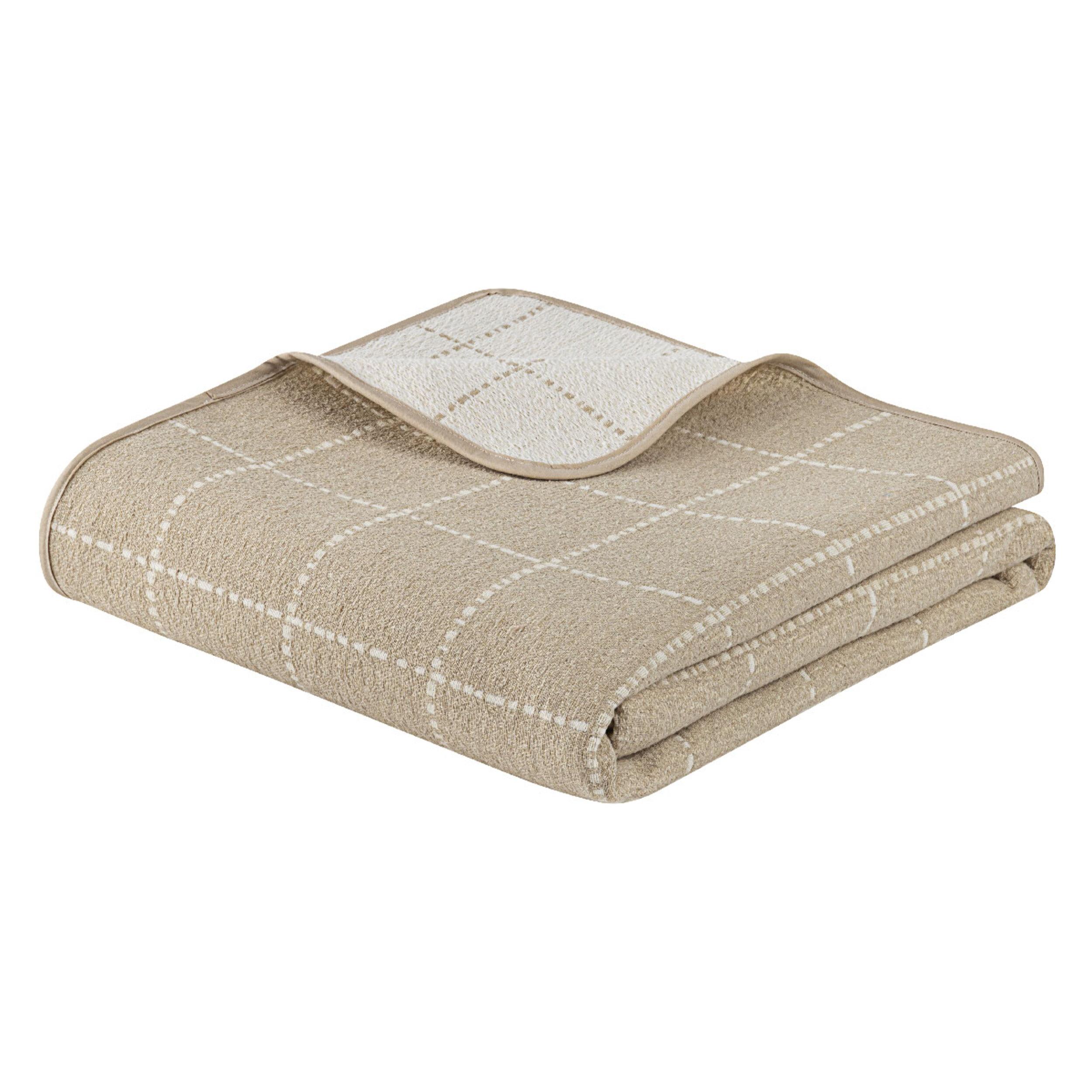 Jeté de lit réversible MARNE beige - plusieur tailles disponibles -