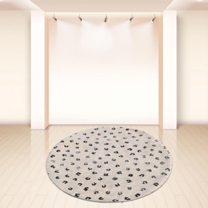 Tapis rond 120x120 rond LEOP Beige , tapis en coton