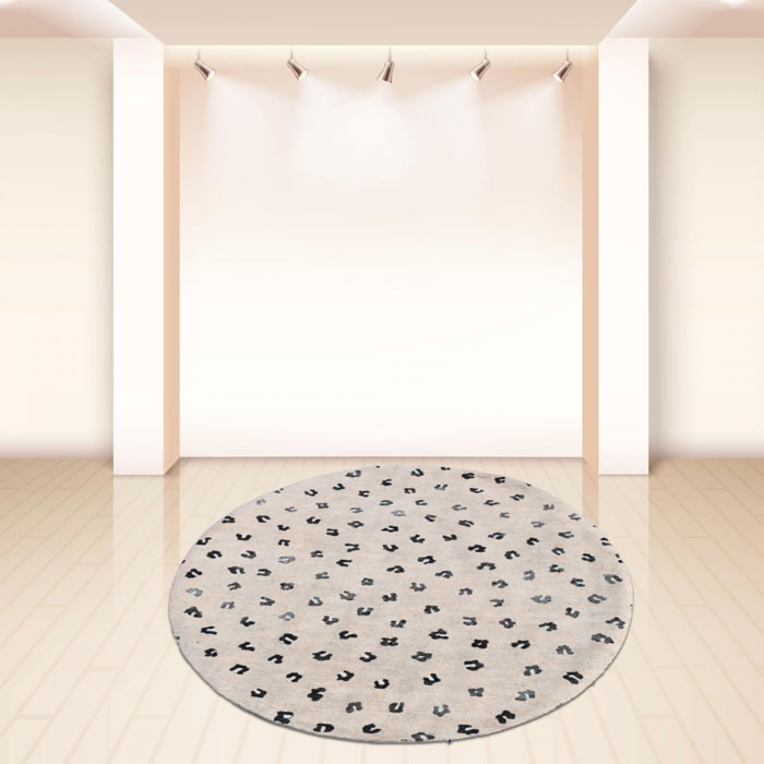 Tapis rond 120x120 rond LEOP Beige , tapis en coton