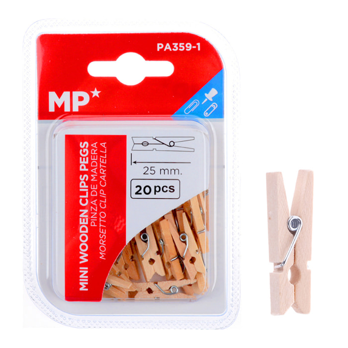 12 packs de PINZA MADERA 25 mm 20 Uds.