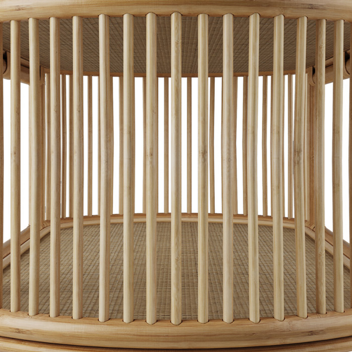Table basse avec étagères en rotin naturel - Marthe