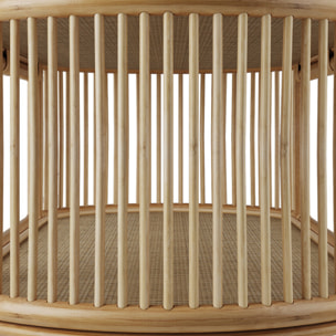 Table basse avec étagères en rotin naturel - Marthe