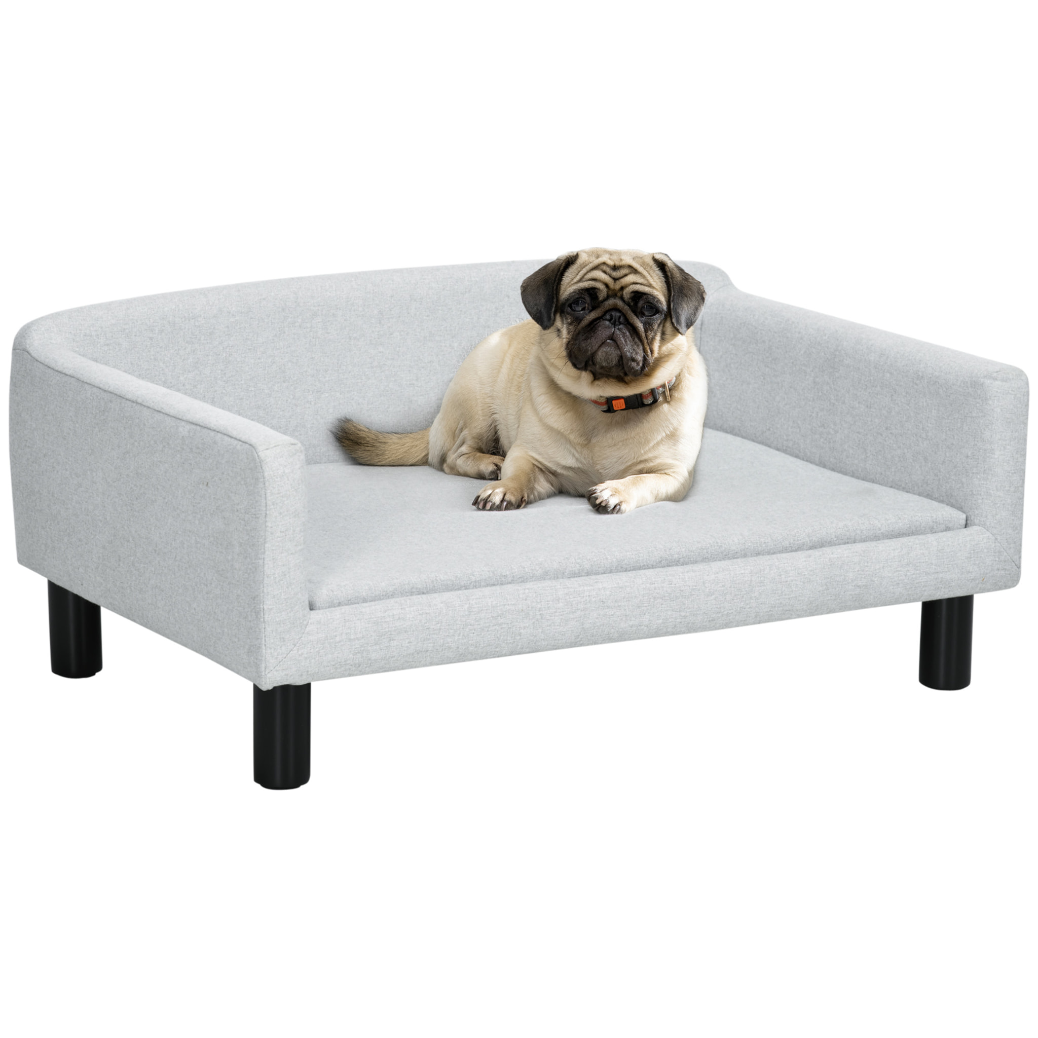 Sofá para Perros Medianos Cama Elevada para Perros con Patas de Madera Cama para Mascotas Carga 20 kg 82x54x36 cm Gris