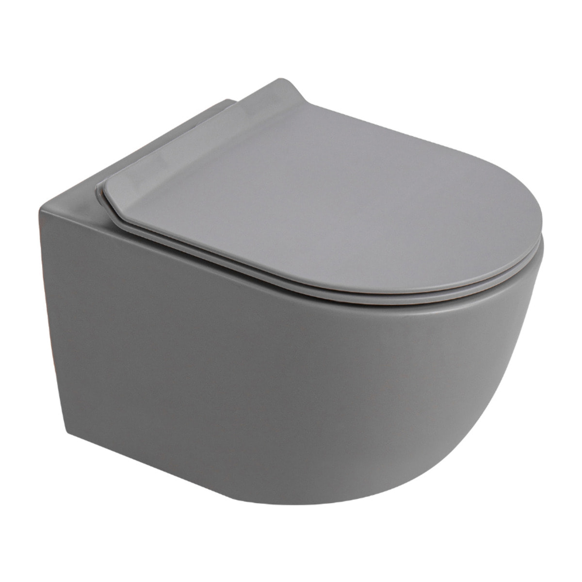 PixL Cuvette suspendue en céramique sans bride Tornado Quiet, fixations invisibles+abattant Softclose,gris mat (CEPX010RTORPGRM)