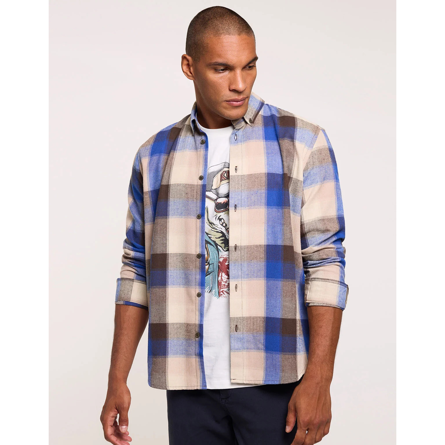 Camisa Manga Larga a Cuadros Azul - Frost