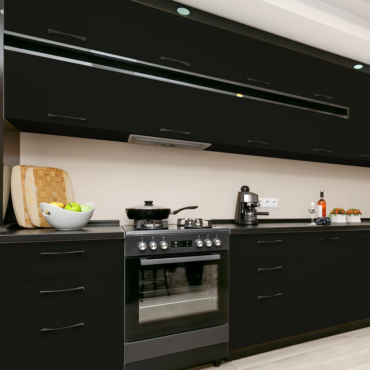 Rouleau adhésif décoratif Vinyle au Mètre - Noir - Sticker Lavable Imperméable Mur Cuisine Meubles