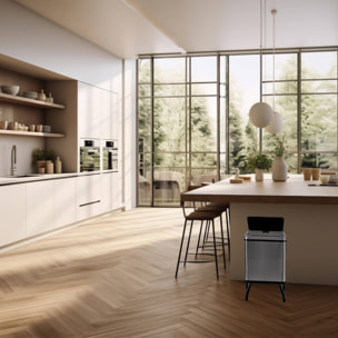 Well home - cubo de basura inteligente para reciclaje con apertura automática y contacto manual 15l+15l 35,5x26x60cm color gris