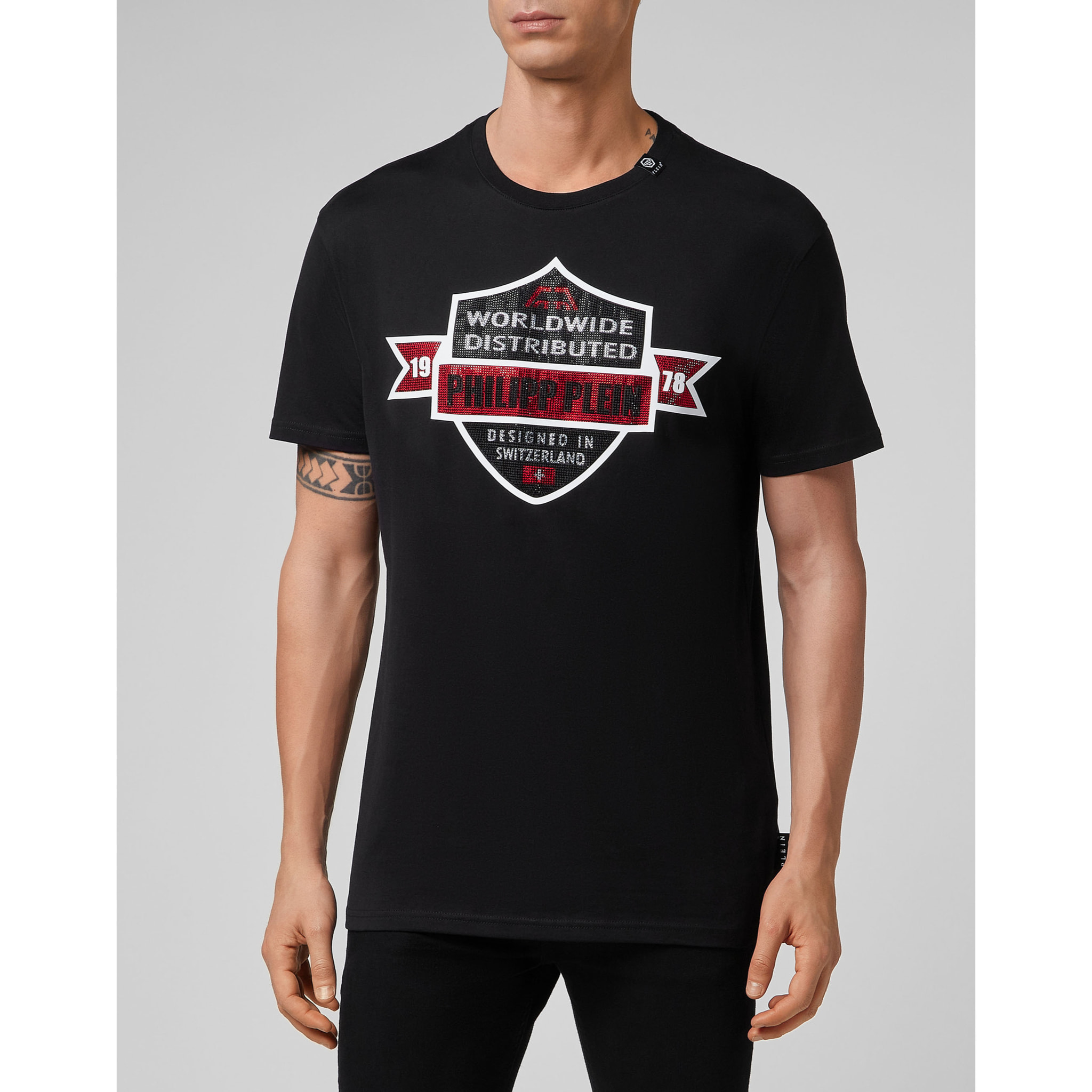 PHILIPP PLEIN Camiseta de cuello redondo y manga corta CREST