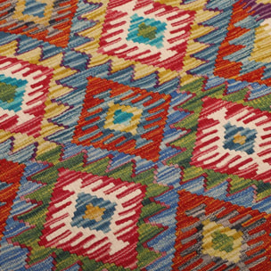 Tapis kilim à motif géométrique, tissé plat en laine, SILUPUV