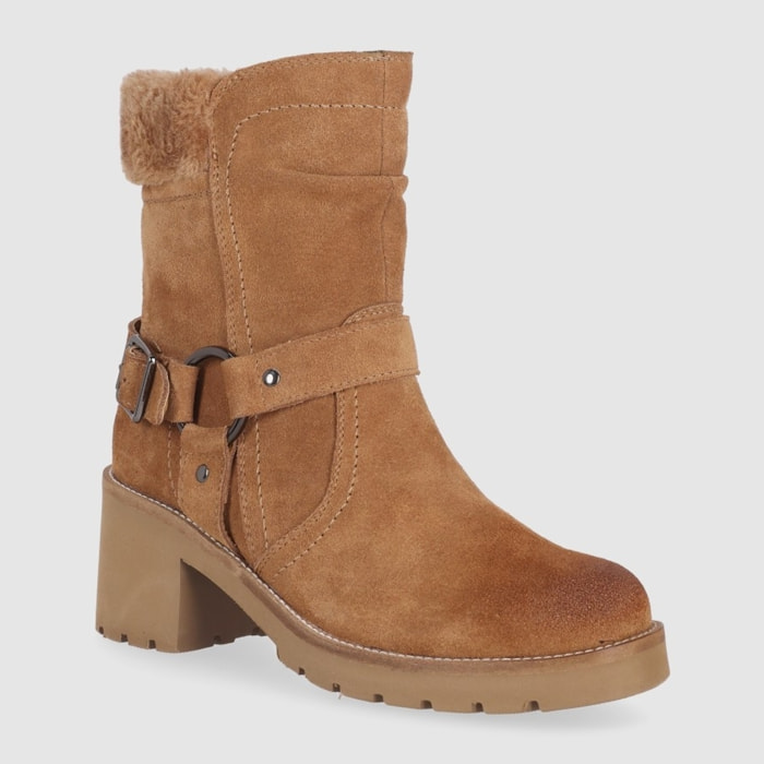 Botines de Serraje - Cuero - Tacón: 6 cm