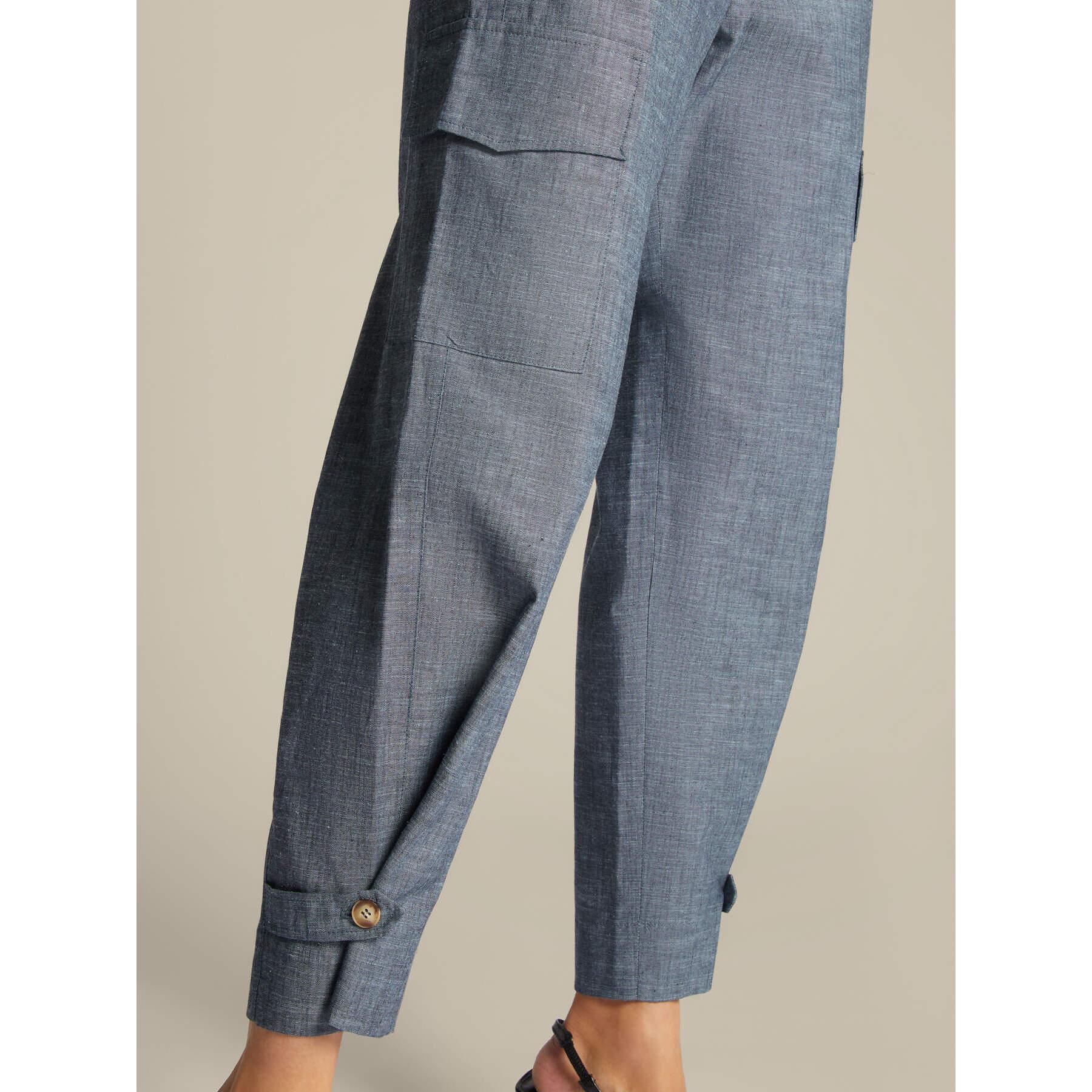 Elena Mirò - Pantaloni cargo in chambray - Blu