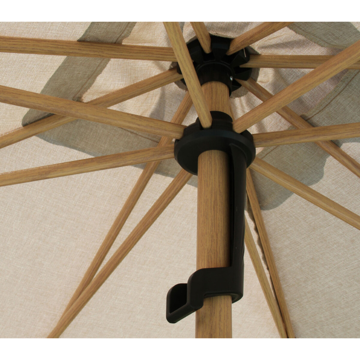 Parasol droit Ø2,4m - effet bois - lin - RUBIS