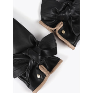 Guanti Effetto Pelle con Fiocco