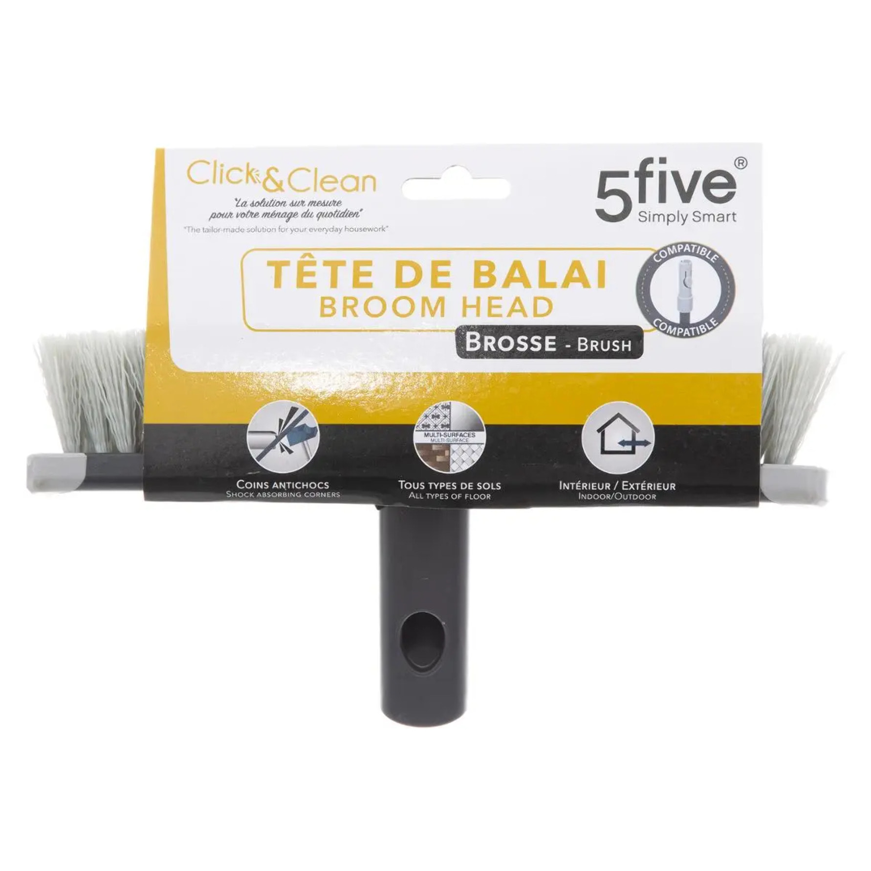 Tête de balai "Click & Clean" gris
