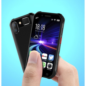 DAM Smartphone robusto SMINI S10 4G, Android 6.0, 3 GB RAM + 64 GB. schermo da 3''. IP68 3 LIVELLO DI PROVA (Anticaduta, Polvere, Acqua) Doppia SIM. 5,2x1,6x9,8 cm. Colore nero