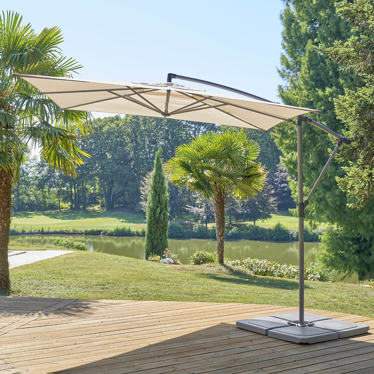 Parasol déporté carré "Manoa" blé 2,5 x 2,5 m