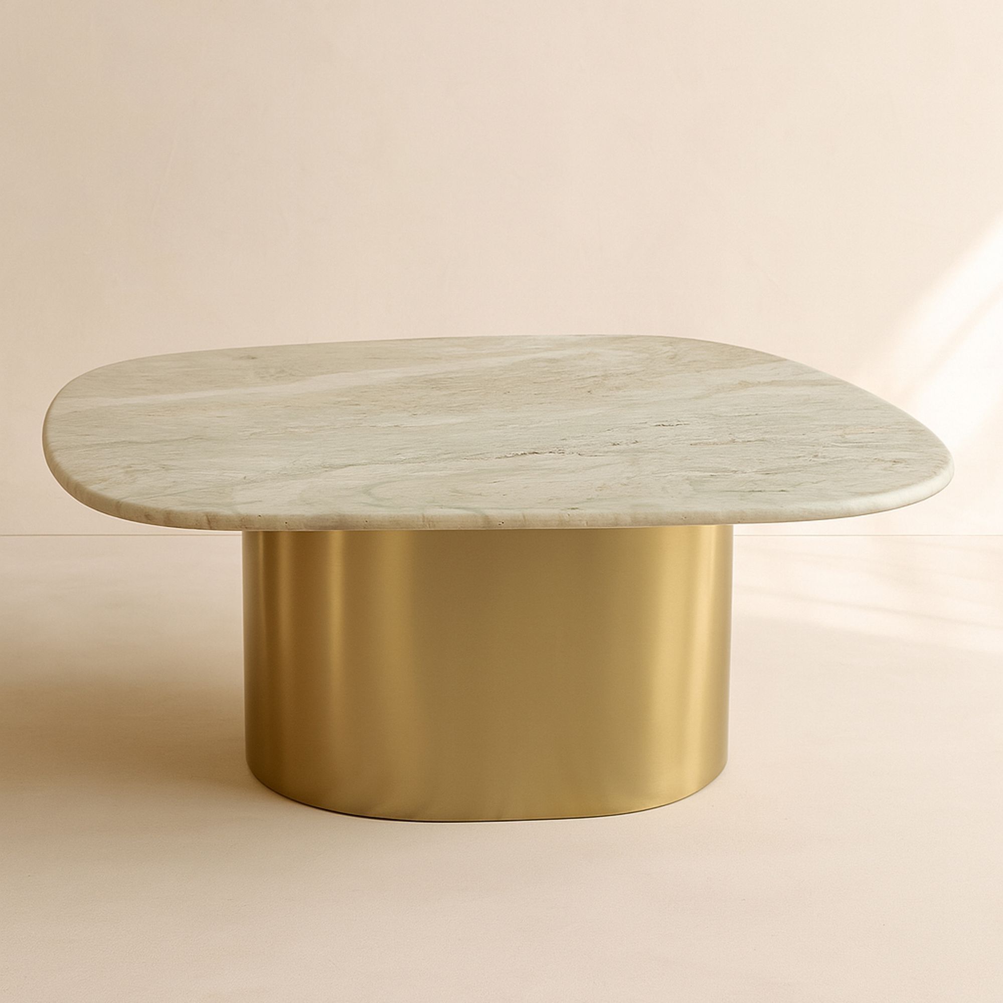 Table basse en marbre gris et pied en métal doré FEDJE