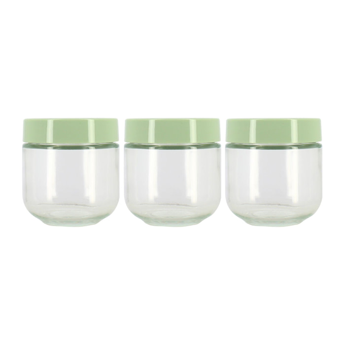 Lot de 3 boîtes hermétiques 30cl en verre et plastique vert