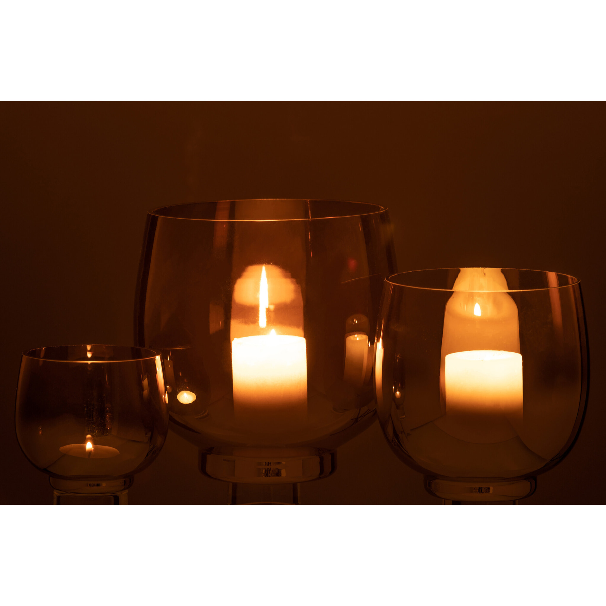 J-Line photophore Rond - verre - gris/argent - large