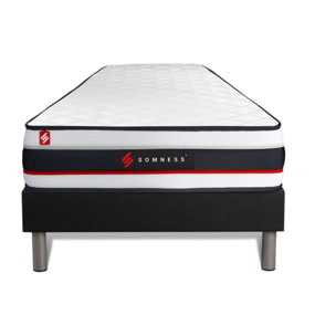 Ensemble Matelas Sommier 90x200 cm - Sommier Noir (en kit) - Form