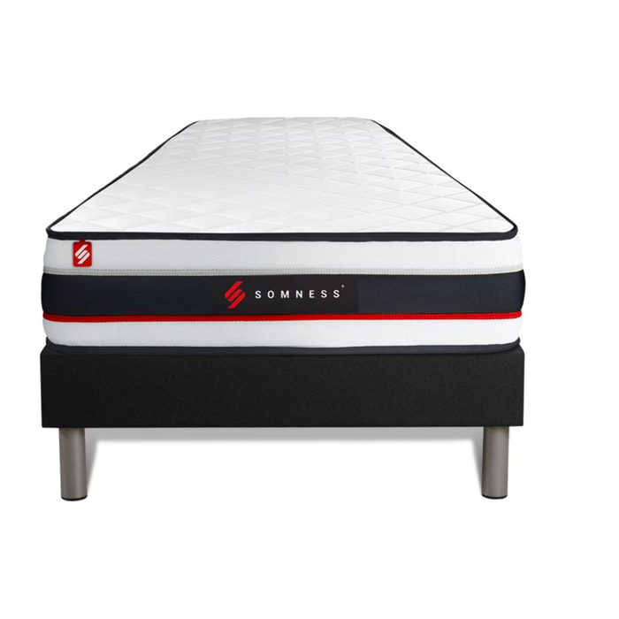 Ensemble Matelas Sommier 90x200 cm - Sommier Noir (en kit) - Form