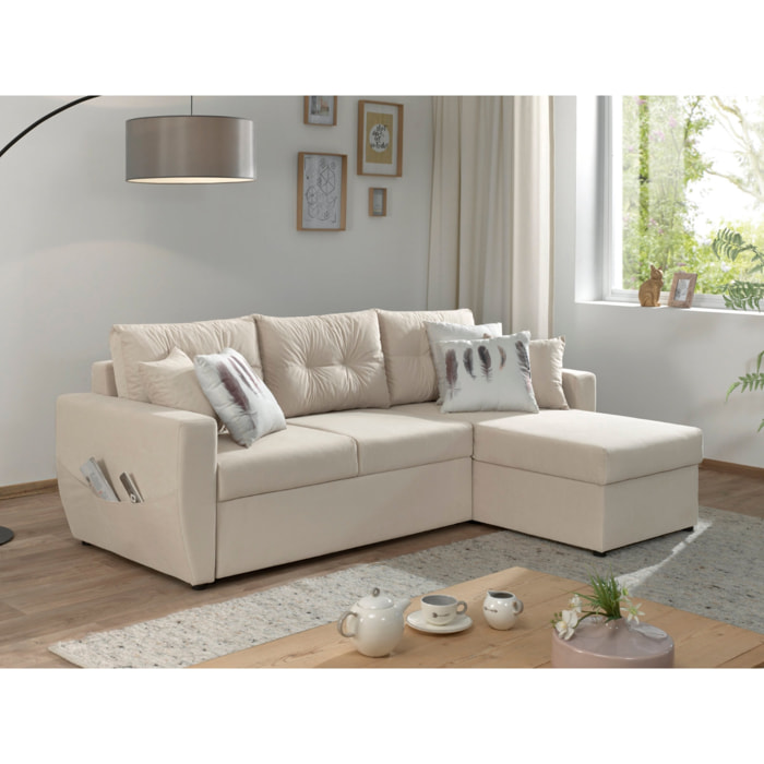 Astoria - canapé d'angle réversible - convertible avec coffre - style contemporain- 4 places - Beige