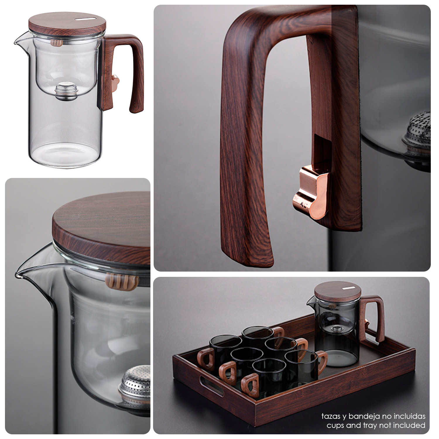 Tetera de cristal de 520ml con filtración magnética.