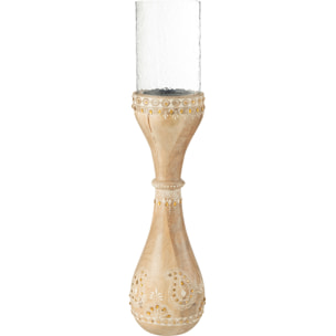 J-Line chandelier Perles - bois - naturel/blanc - large