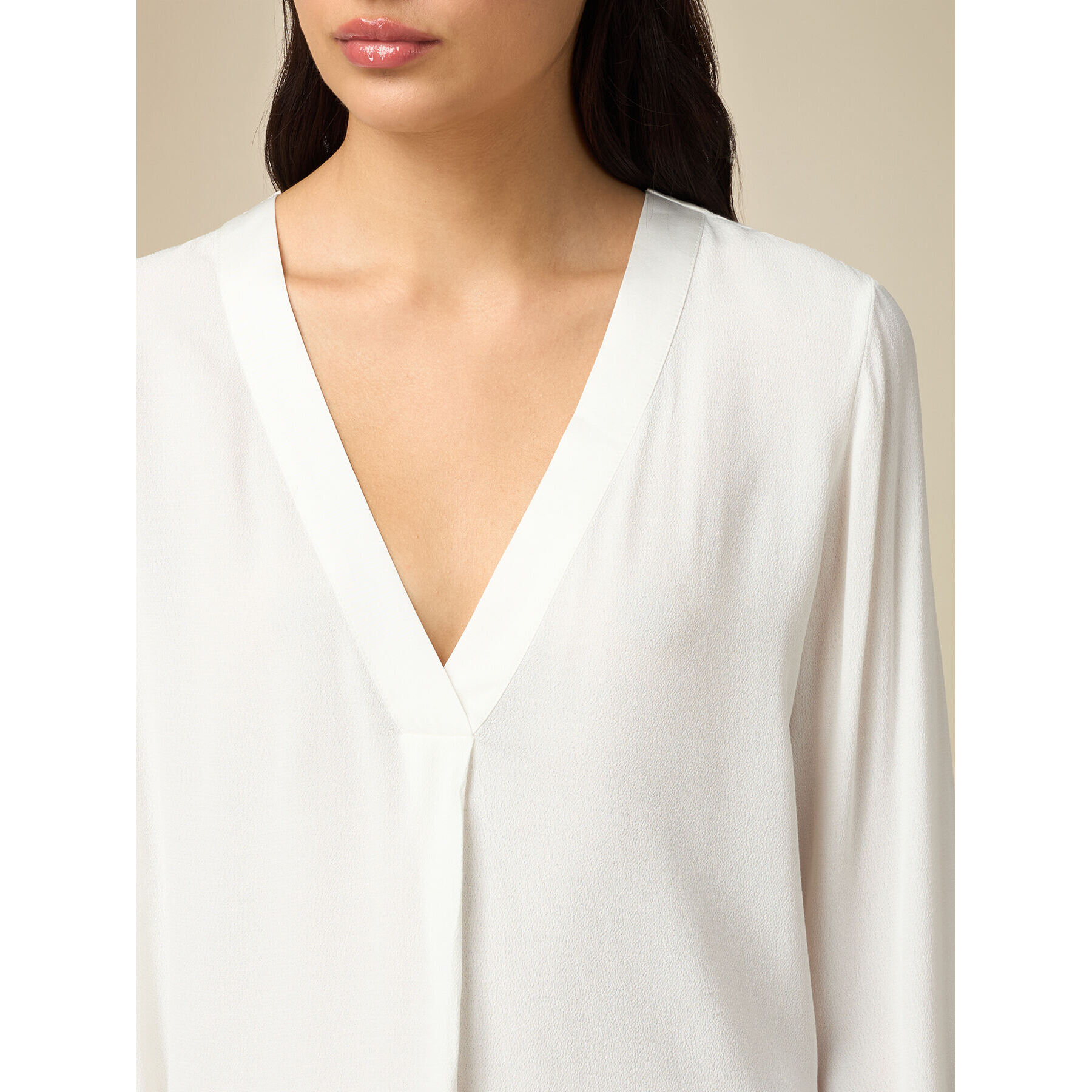 Oltre - Blusa in viscosa crêpe - Bianco