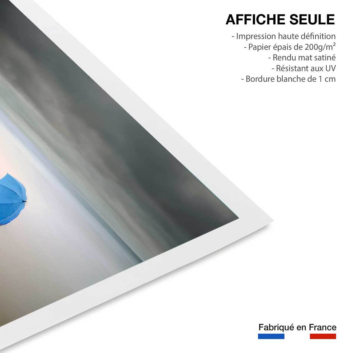 Poster parapluie bleu Affiche seule