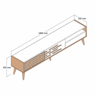 Mobile porta TV Dbrunozz, Credenza da soggiorno, Armadio basso per TV, Base parete attrezzata, 180x45h35 cm, Antracite e Noce