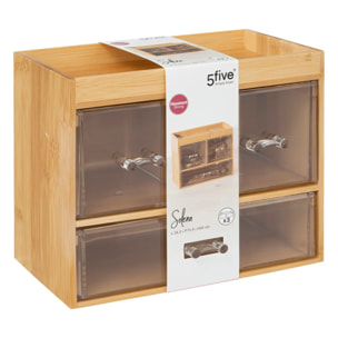 Boîte organiseur 3 tiroirs transparents Selena bambou