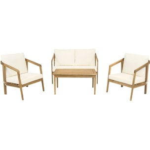 Salon de jardin en bois d'acacia avec coussins "Presley" - 4 places - Beige