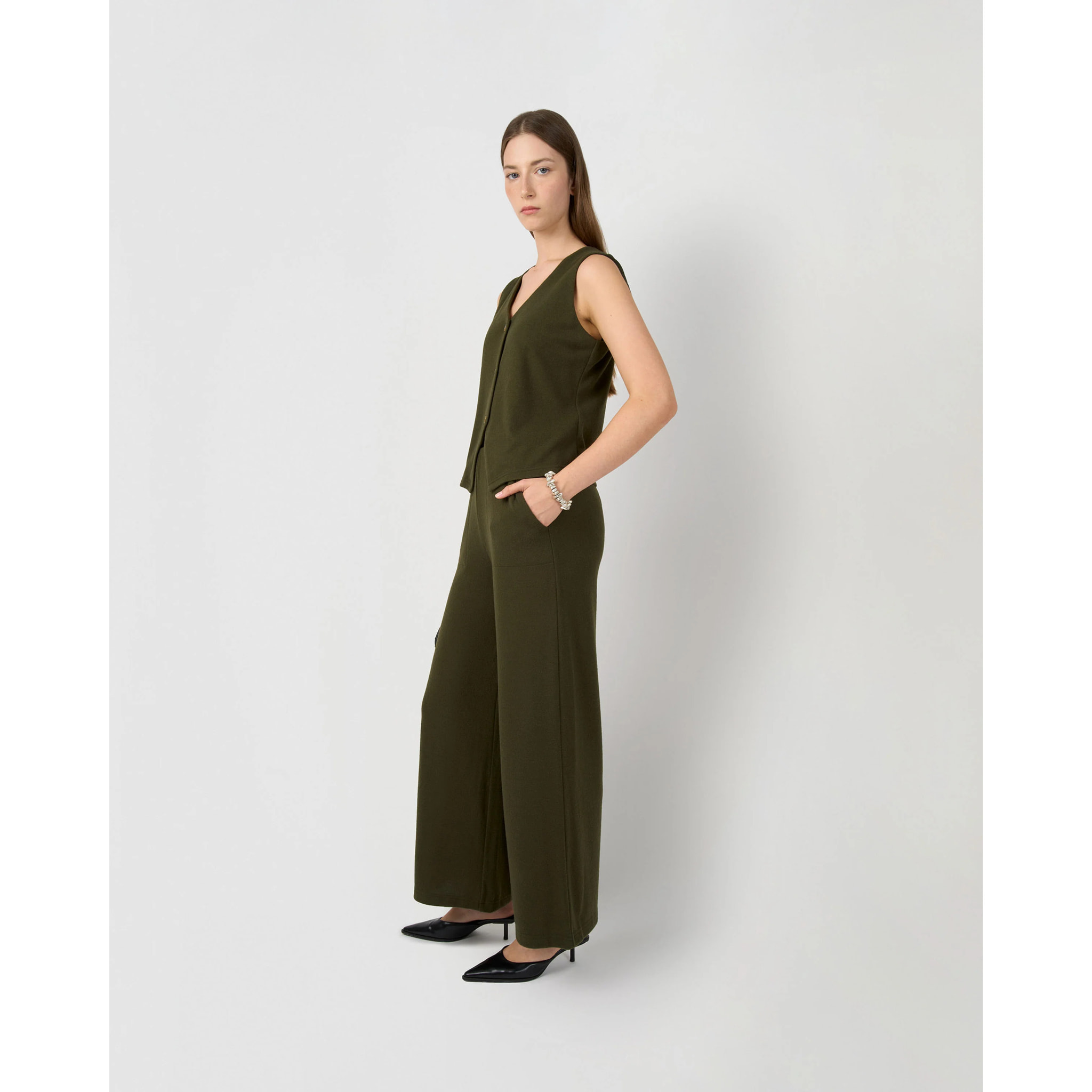 Pantalón largo angorina liso verde