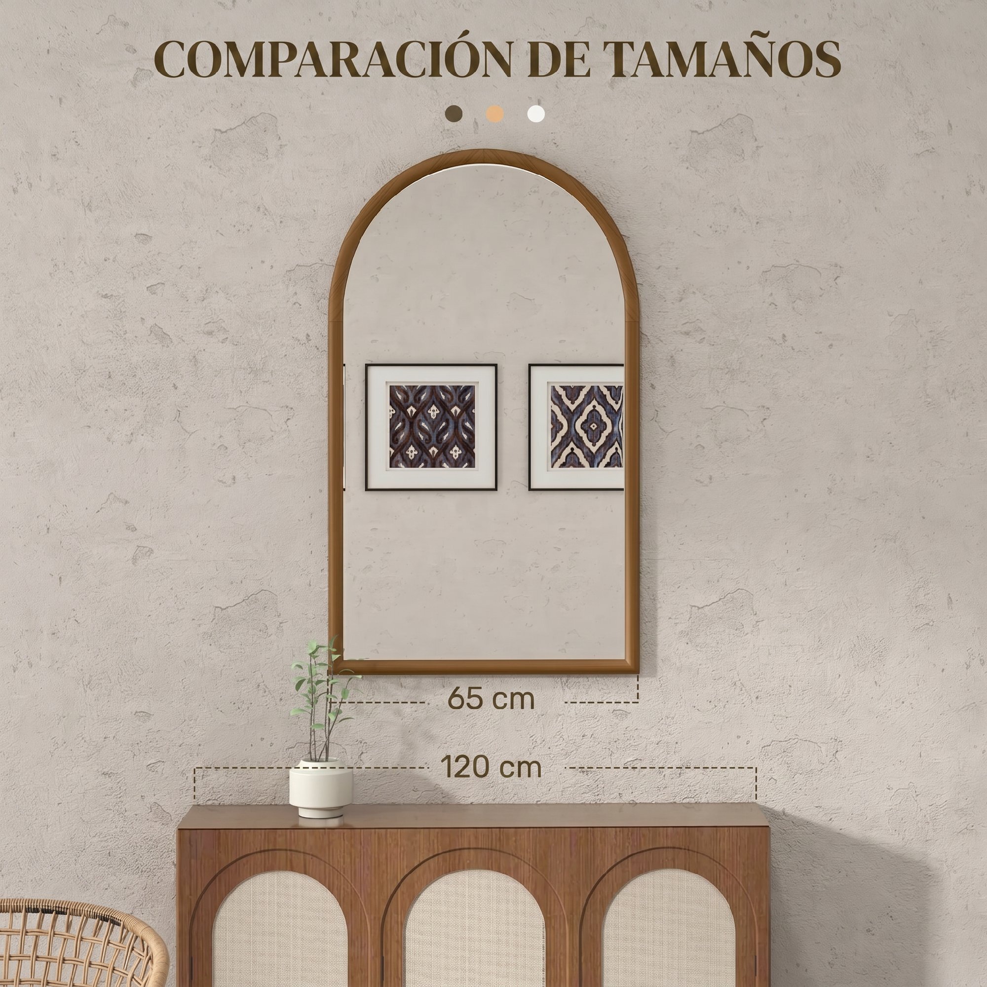 Espejo de Pared 65x110 cm Espejo de Recibidor con Marco de Madera en Forma de Ventana Decoración para Salón Dormitorio Entrada Marrón Oscuro
