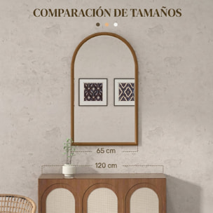 Espejo de Pared 65x110 cm Espejo de Recibidor con Marco de Madera en Forma de Ventana Decoración para Salón Dormitorio Entrada Marrón Oscuro
