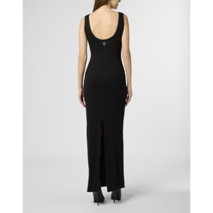 PHILIPP PLEIN Long Tank Dress Rhomb Flowers Strass