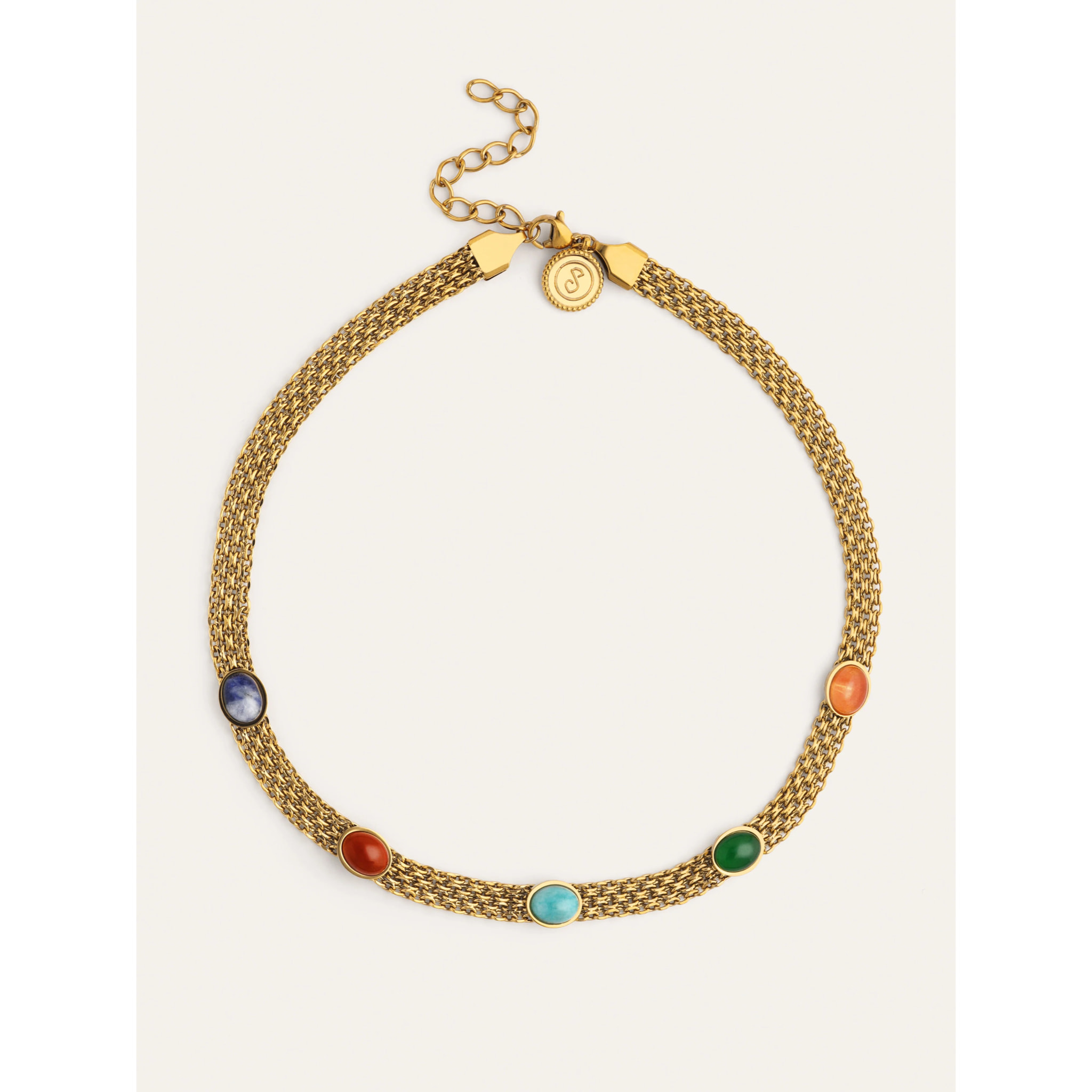 Choker Tape Stones Acero Baño Oro