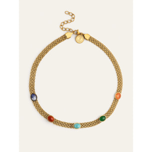 Choker Tape Stones Acero Baño Oro