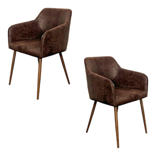 Fauteuil de table marron chocolat (lot de 2)