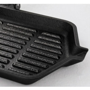 Poêle Grill poignée en Bois 34cm Fonte d'acier tous feux dont induction four Noir Arthur Martin AM4418