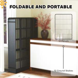 Parc enclos chien modulable pliable 12 panneaux porte verrouillable acier époxy noir