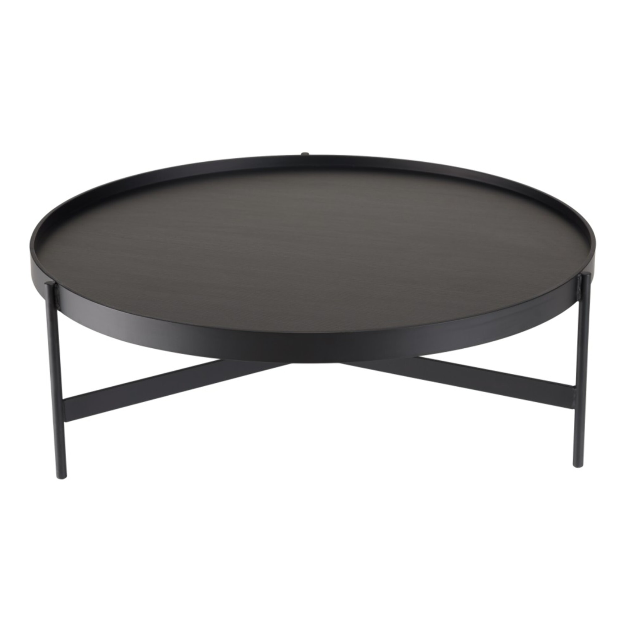 DALY - Table basse ronde noire 102x102cm piètement métal