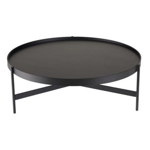 DALY - Table basse ronde noire 102x102cm piètement métal