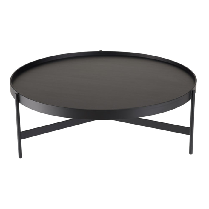DALY - Table basse ronde noire 102x102cm piètement métal